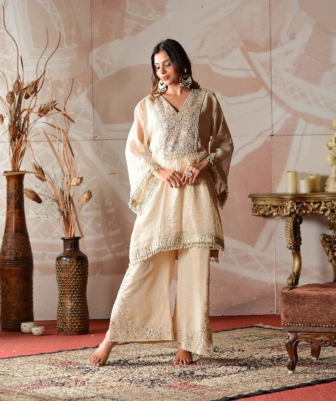 Soft Chanderi Tissue and Brocade for Top and Pants