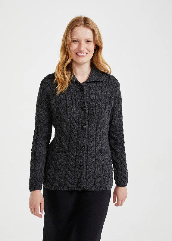 Aran Supersoft Cardigan | Charcoal - Clearance