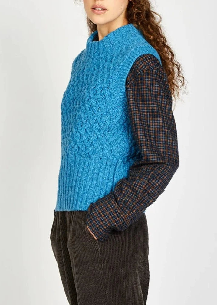 IrelandsEye Trellis Cropped Vest | Blue Business