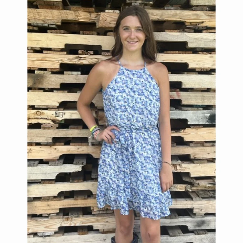 She + Sky Women's Blue and Pink Swirl Print Dress Classic Women's Tweed