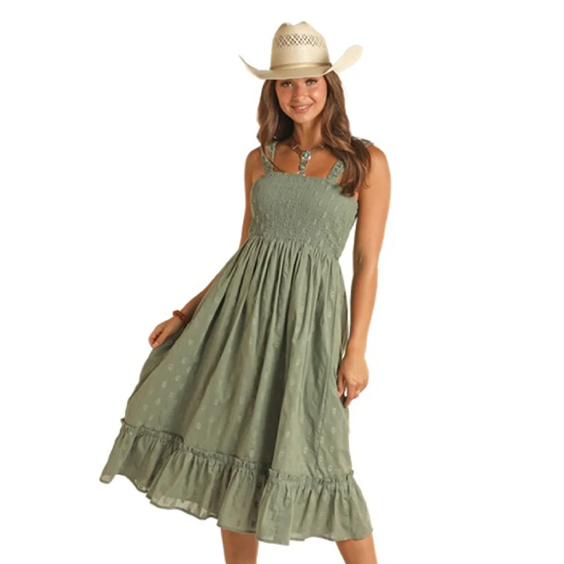 Rock & Roll Women's Jade Aztec Eyelet Dress Sustainable Organic