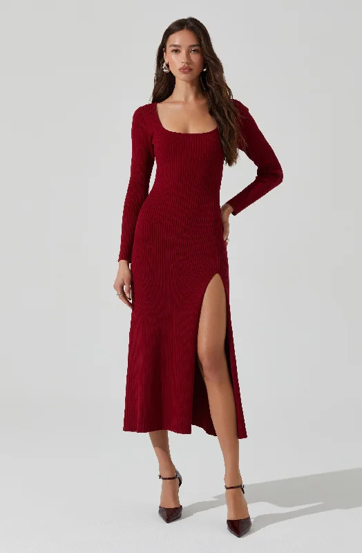 Kylie Ribbed Sweater Midi Dress