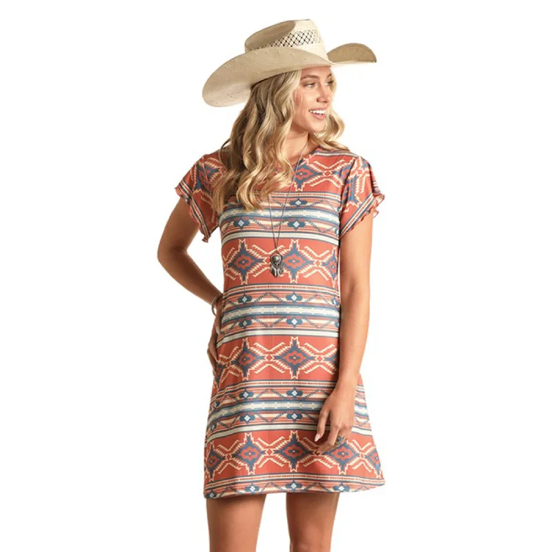 Rock & Roll Women's Aztec Ribbed Dress Earthy Women's 