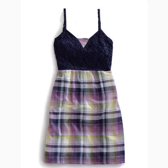 Roper Women's Purple and Kiwi Lace Plaid Dress