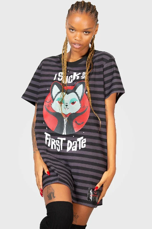 Purrrfect Pairing T-Shirt Dress Polished Women's Silk