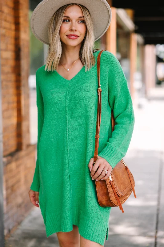 Ready For The Day Emerald Green Sweater Dress Stylish Women's Neon