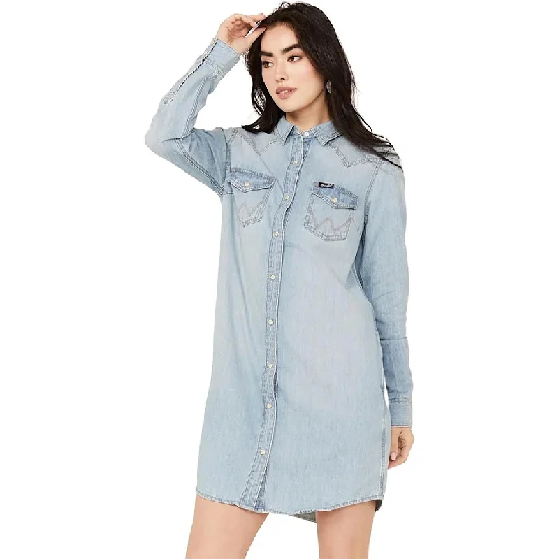 Wrangler Women's Retro Blue Denim Dress Cool Women's Distressed
