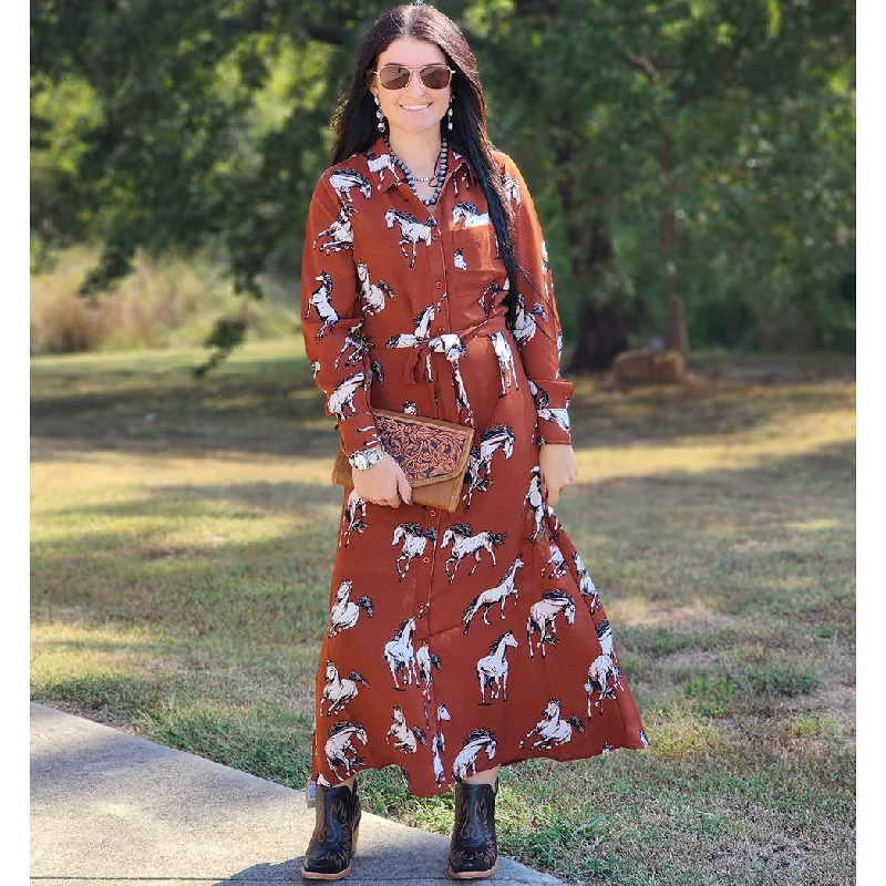 Cotton Rye Women's Rust Horse Dress