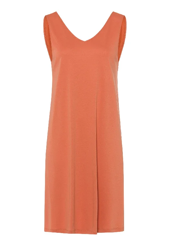 Emma Silk Accented Cotton Tank Nightgown | Apricot Brandy 74920-2294 Trendy Women's Oversized