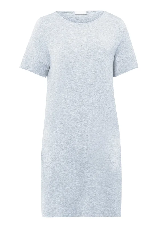 Natural Elegance Soft Round Neck Nightgown | Whispering Blue 74949-2503 Geometric
