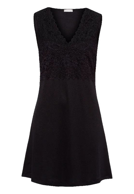 Moments V-Neck Cotton Tank Nightgown | Black 77929-019