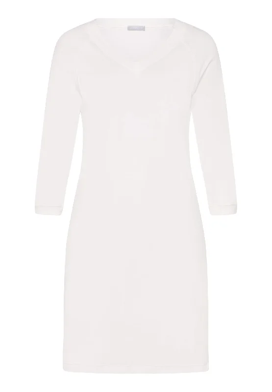 Pure Essence V-Neck Cotton Nightgown | Off White 77948-102 Sleek Women's Metallic