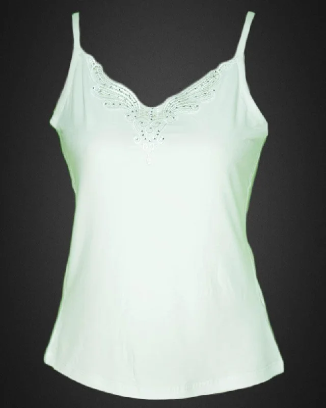 Embroidered Camisole For Women - Adjustable Straps - Color White - 2814 Modern Women's 
