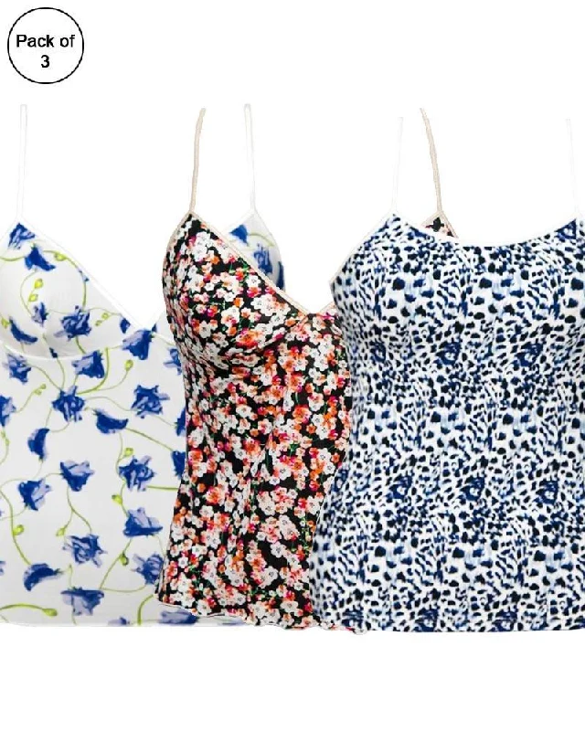 Pack of 3 Flowers Printed Fancy Casual Wear Camisole Street
