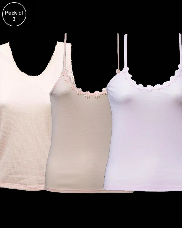 Pack of 3 Teen Age Camisole For Ladies - Mix Colors Dapper Women's 1920S