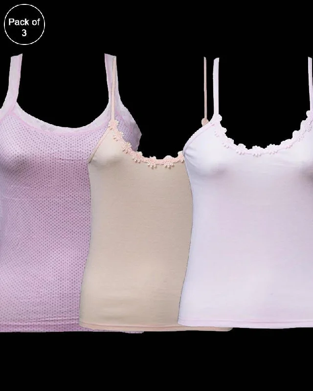 Pack of 3 Teen Age Camisole For Ladies - Mix Colors performance