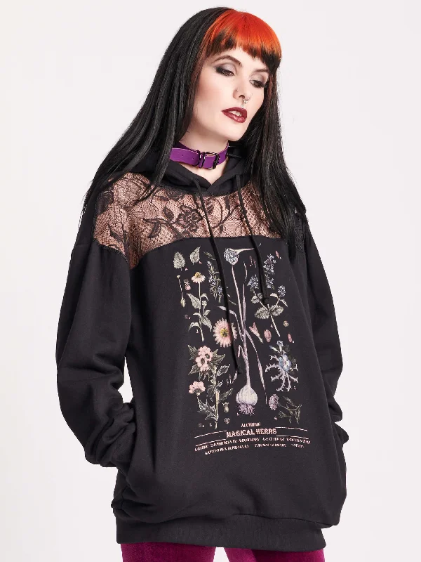 Magical Herbs Lace Hoodie Sleek Women's 